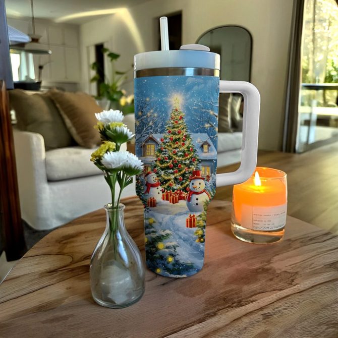 Cozy Christmas Holiday Custom Stanley Quencher 40Oz Stainless Steel Tumbler With Handle - Image 3