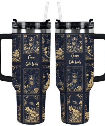 Crazy Cats Lady Custom Stanley Quencher 40Oz Stainless Steel Tumbler With Handle