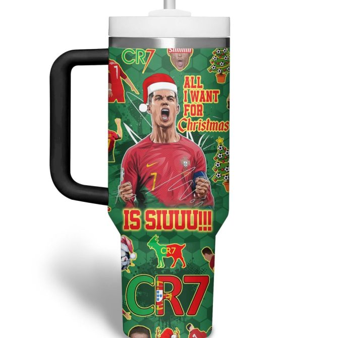 Cristiano Ronaldo Sports Custom Stanley Quencher 40Oz Stainless Steel Tumbler With Handle - Image 3