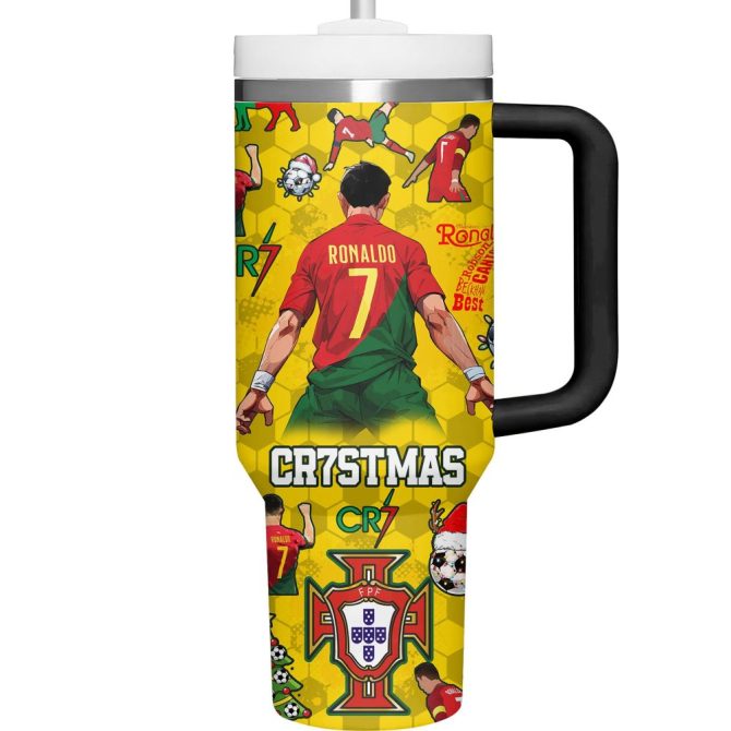 Cristiano Ronaldo Sports Custom Stanley Quencher 40Oz Stainless Steel Tumbler With Handle - Image 4
