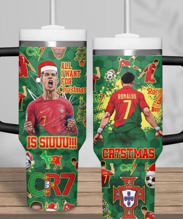 Cristiano Ronaldo Sports Custom Stanley Quencher 40Oz Stainless Steel Tumbler With Handle