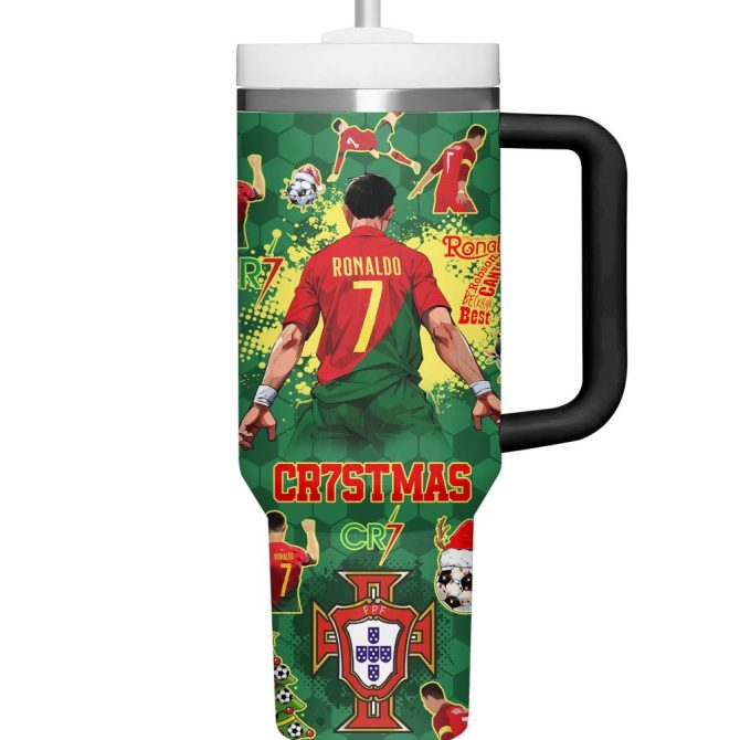 Cristiano Ronaldo Sports Custom Stanley Quencher 40Oz Stainless Steel Tumbler With Handle - Image 4