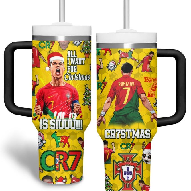 Cristiano Ronaldo Sports Custom Stanley Quencher 40Oz Stainless Steel Tumbler With Handle - Image 2