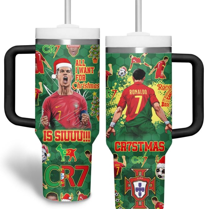 Cristiano Ronaldo Sports Custom Stanley Quencher 40Oz Stainless Steel Tumbler With Handle - Image 2