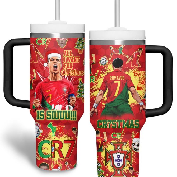 Cristiano Ronaldo Sports Custom Stanley Quencher 40Oz Stainless Steel Tumbler With Handle - Image 2