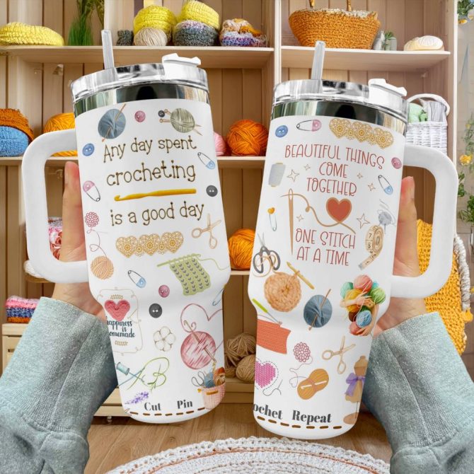 Crochet Crafter #8217;S Custom Stanley Quencher 40Oz Stainless Steel Tumbler With Handle - Image 2