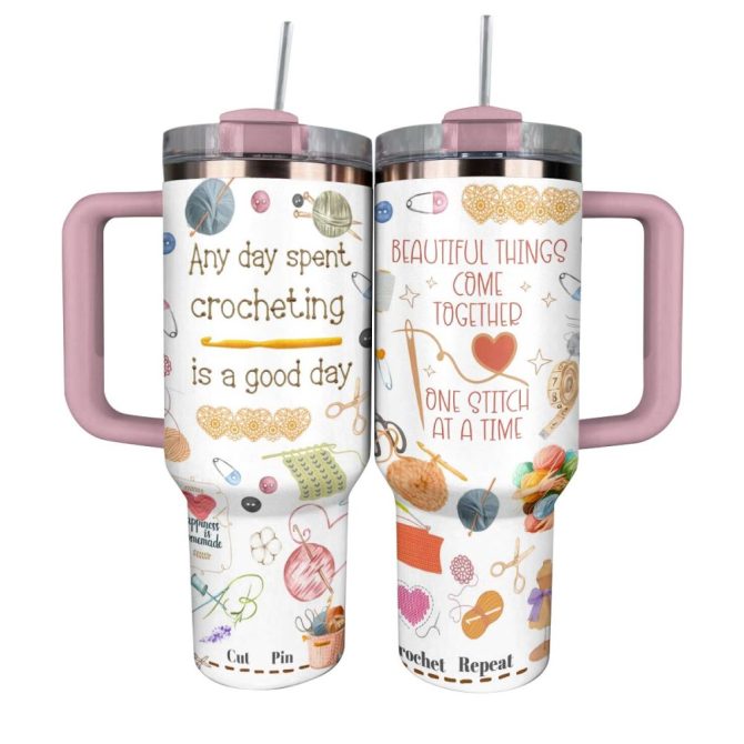 Crochet Crafter #8217;S Custom Stanley Quencher 40Oz Stainless Steel Tumbler With Handle - Image 8