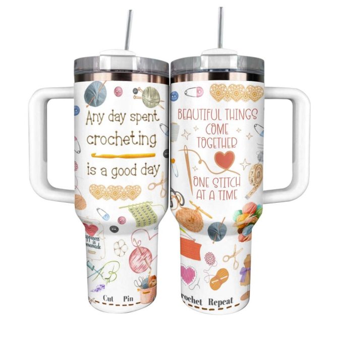 Crochet Crafter #8217;S Custom Stanley Quencher 40Oz Stainless Steel Tumbler With Handle