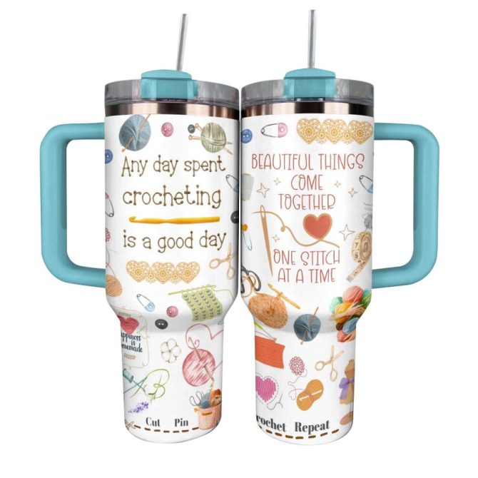 Crochet Crafter #8217;S Custom Stanley Quencher 40Oz Stainless Steel Tumbler With Handle - Image 9