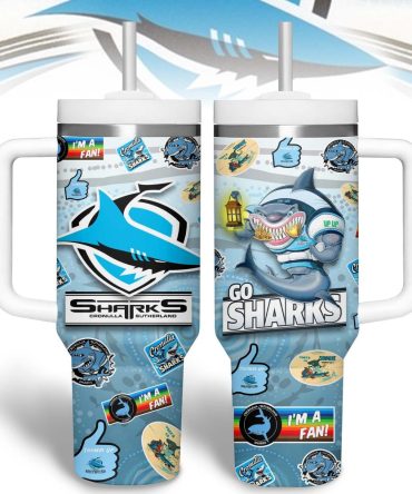 Cronulla-Sutherland Sharks Nrl Custom Stanley Quencher 40Oz Stainless Steel Tumbler