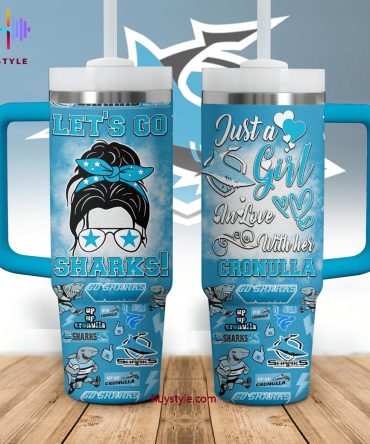 Cronulla-Sutherland Sharks Nrl Custom Stanley Quencher 40Oz Stainless Steel Tumbler With Handle