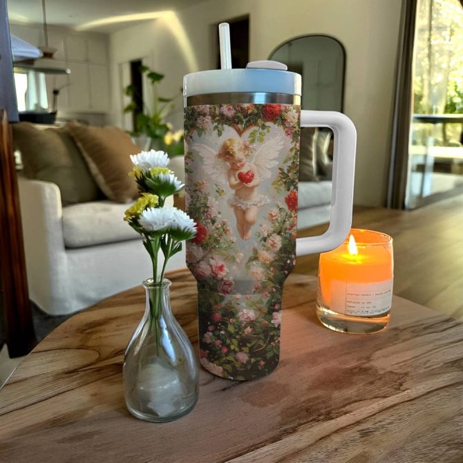 Cupid #8217;S Garden Love Custom Stanley Quencher 40Oz Stainless Steel Tumbler With Handle - Image 3