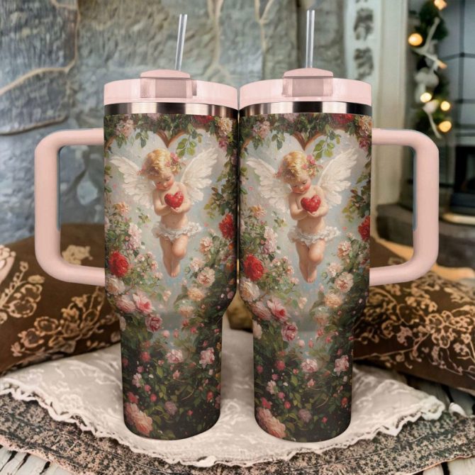 Cupid #8217;S Garden Love Custom Stanley Quencher 40Oz Stainless Steel Tumbler With Handle - Image 2