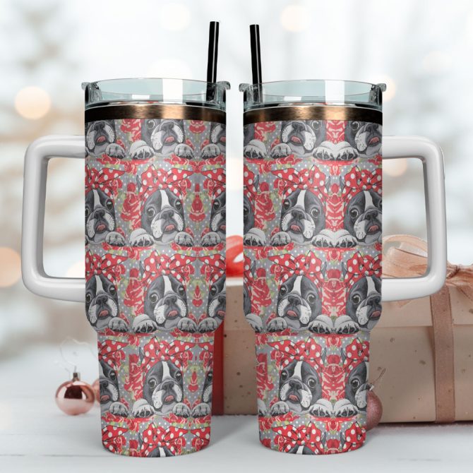 Cute Boston Terrierr Custom Stanley Quencher 40Oz Stainless Steel Tumbler With Handle - Image 4