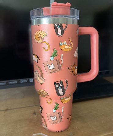 Cute Cat Custom Stanley Quencher 40Oz Stainless Steel Tumbler