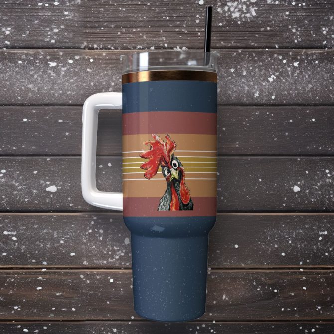 Cute Chicken Rooster Custom Stanley Quencher 40Oz Stainless Steel Tumbler With Handle - Image 2