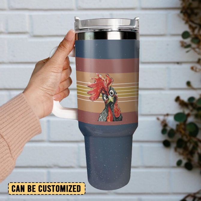 Cute Chicken Rooster Custom Stanley Quencher 40Oz Stainless Steel Tumbler With Handle - Image 3