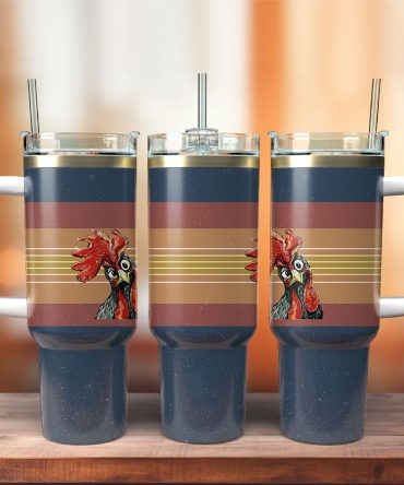 Cute Chicken Rooster Custom Stanley Quencher 40Oz Stainless Steel Tumbler With Handle