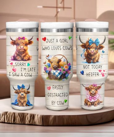 Cute Cow Custom Stanley Quencher 40Oz Stainless Steel Tumbler With Handle