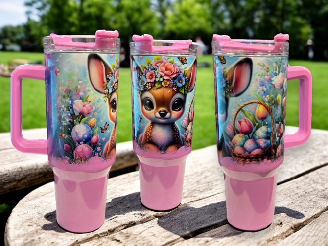 Cute Deer Custom Stanley Quencher 40Oz Stainless Steel Tumbler