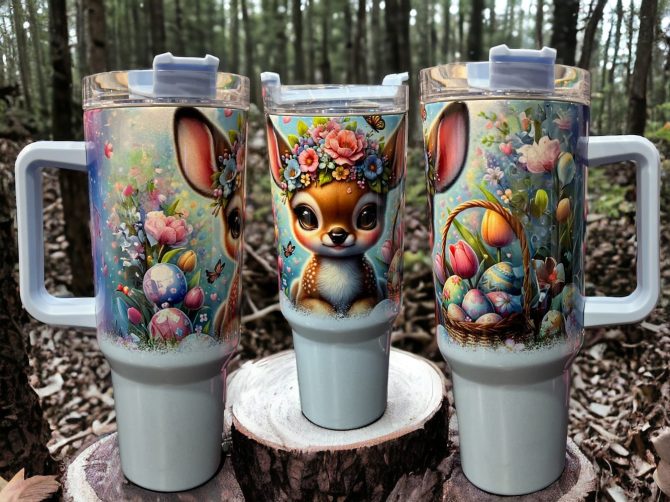 Cute Deer Custom Stanley Quencher 40Oz Stainless Steel Tumbler