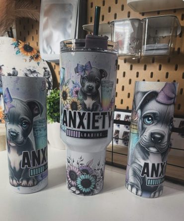 Cute Dog Flower Custom Stanley Quencher 40Oz Stainless Steel Tumbler With Handle