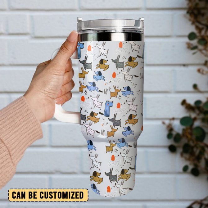 Cute Dogs Custom Stanley Quencher 40Oz Stainless Steel Tumbler With Handle - Image 3