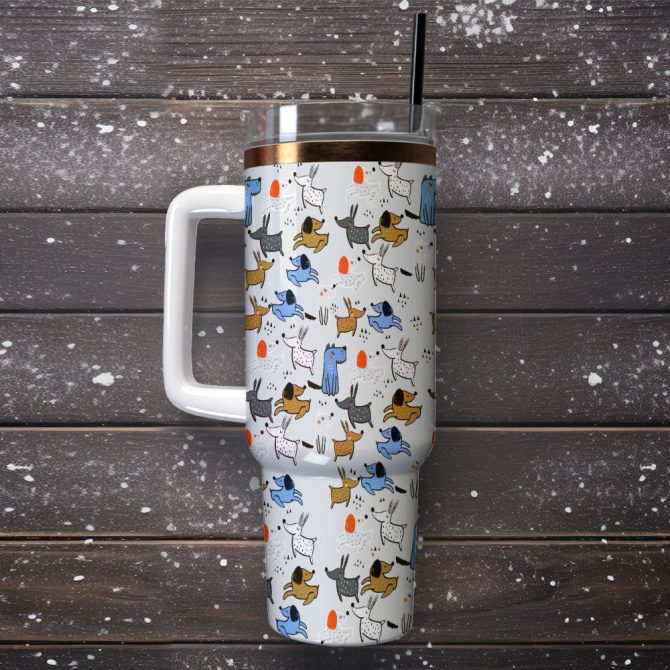 Cute Dogs Custom Stanley Quencher 40Oz Stainless Steel Tumbler With Handle - Image 2