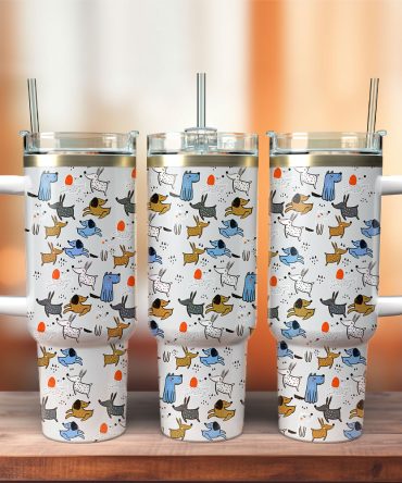 Cute Dogs Custom Stanley Quencher 40Oz Stainless Steel Tumbler With Handle