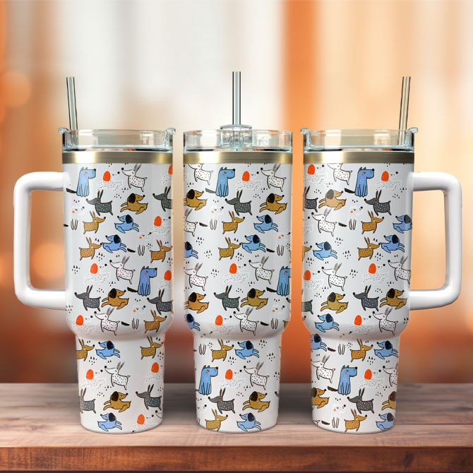 Cute Dogs Custom Stanley Quencher 40Oz Stainless Steel Tumbler With Handle
