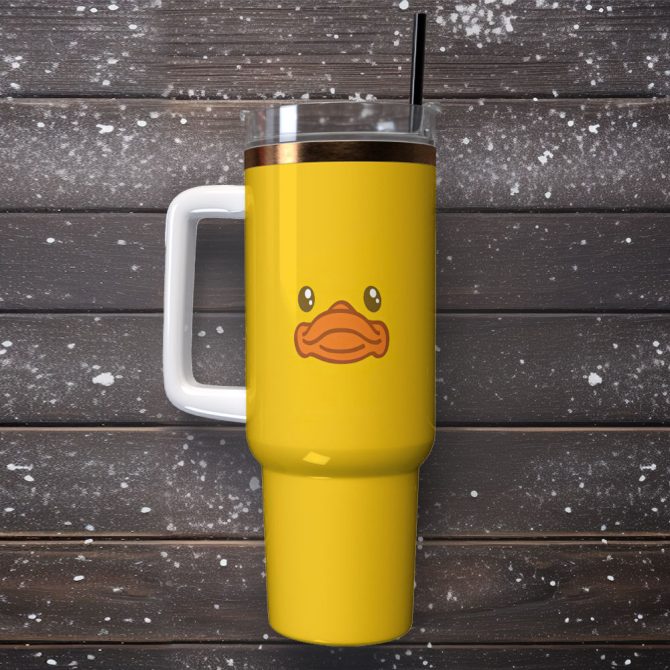 Cute Duck Custom Stanley Quencher 40Oz Stainless Steel Tumbler With Handle - Image 2