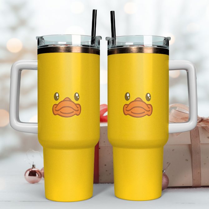 Cute Duck Custom Stanley Quencher 40Oz Stainless Steel Tumbler With Handle - Image 4