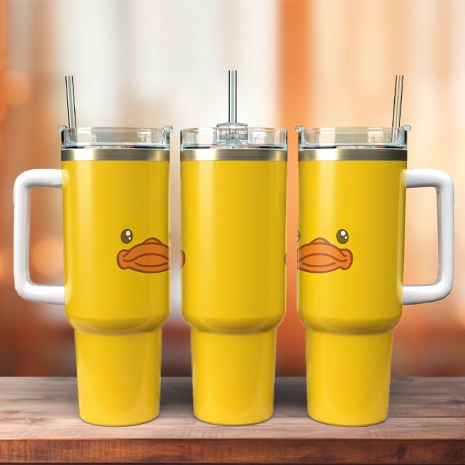 Cute Duck Custom Stanley Quencher 40Oz Stainless Steel Tumbler With Handle