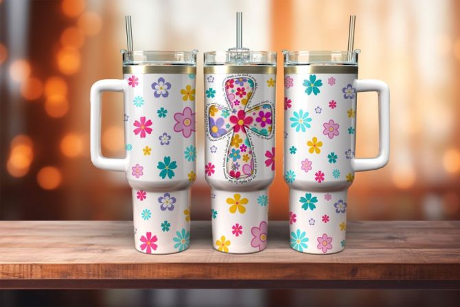 Cute Flower Custom Stanley Quencher 40Oz Stainless Steel Tumbler - Image 2