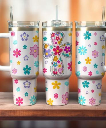 Cute Flower Custom Stanley Quencher 40Oz Stainless Steel Tumbler