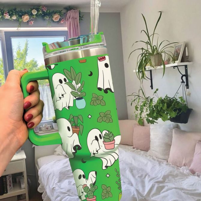 Cute Ghost Plant Custom Stanley Quencher 40Oz Stainless Steel Tumbler
