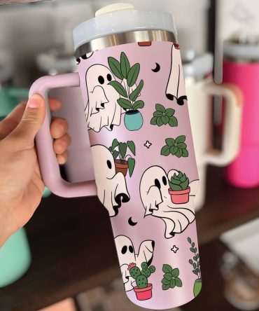 Cute Ghost Plant Custom Stanley Quencher 40Oz Stainless Steel Tumbler