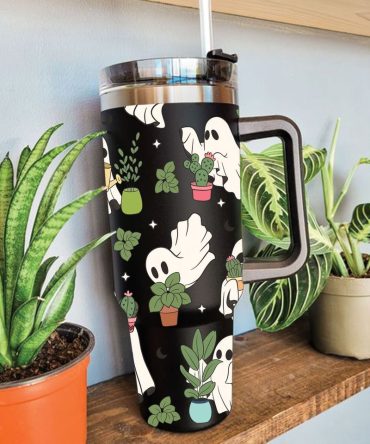 Cute Ghost Plant Custom Stanley Quencher 40Oz Stainless Steel Tumbler
