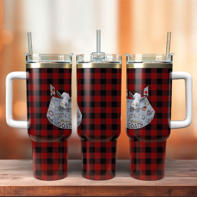 Cute Goat Custom Stanley Quencher 40Oz Stainless Steel Tumbler With Handle