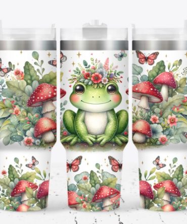Cute Green Frog Custom Stanley Quencher 40Oz Stainless Steel Tumbler With Handle