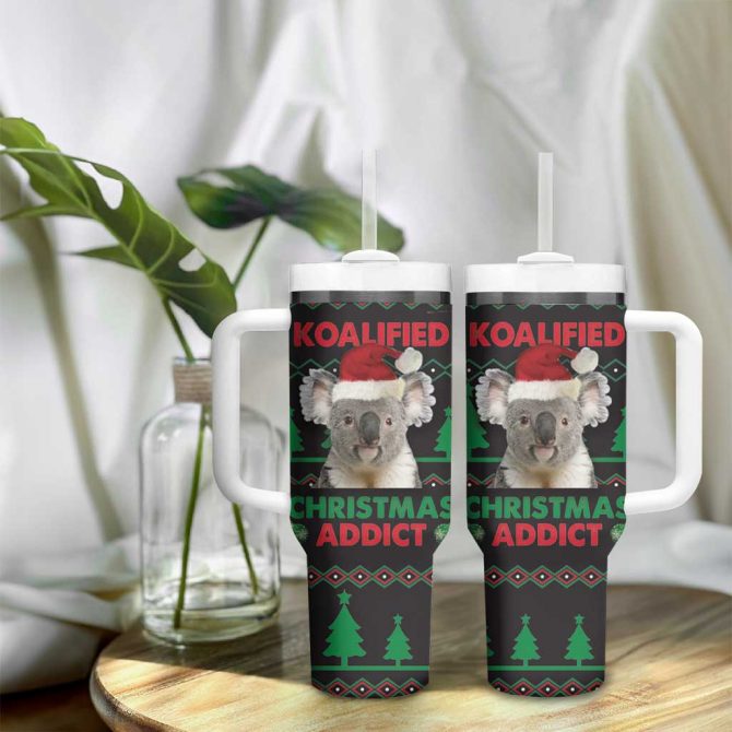 Cute Koala Koalified Christmas Addict Custom Stanley Quencher 40Oz Stainless Steel Tumbler With Handle - Image 9