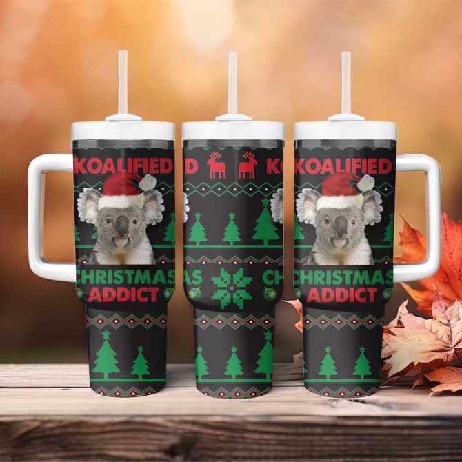 Cute Koala Koalified Christmas Addict Custom Stanley Quencher 40Oz Stainless Steel Tumbler With Handle - Image 4