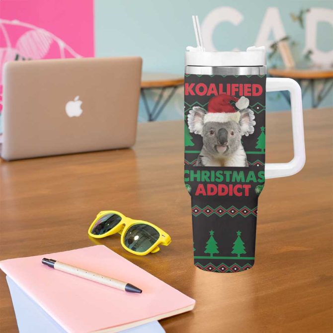 Cute Koala Koalified Christmas Addict Custom Stanley Quencher 40Oz Stainless Steel Tumbler With Handle - Image 5