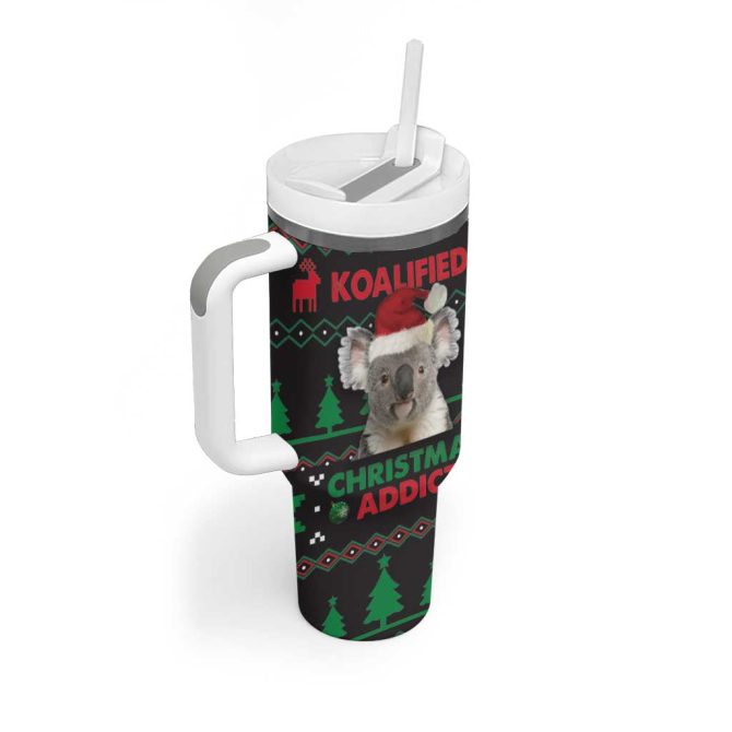 Cute Koala Koalified Christmas Addict Custom Stanley Quencher 40Oz Stainless Steel Tumbler With Handle - Image 2