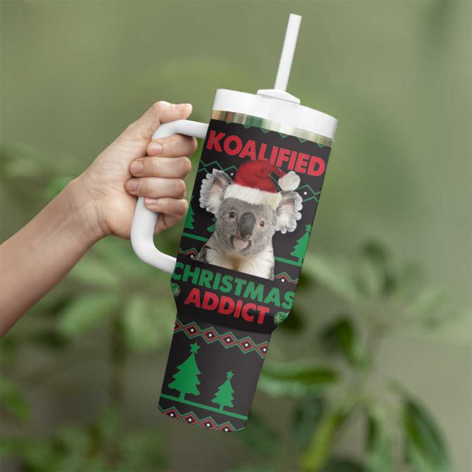 Cute Koala Koalified Christmas Addict Custom Stanley Quencher 40Oz Stainless Steel Tumbler With Handle - Image 3