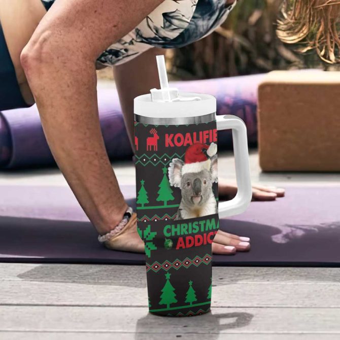Cute Koala Koalified Christmas Addict Custom Stanley Quencher 40Oz Stainless Steel Tumbler With Handle - Image 6