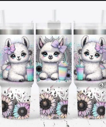 Cute Llama Flower Custom Stanley Quencher 40Oz Stainless Steel Tumbler With Handle