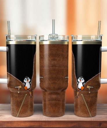 Cute Penguin Custom Stanley Quencher 40Oz Stainless Steel Tumbler With Handle