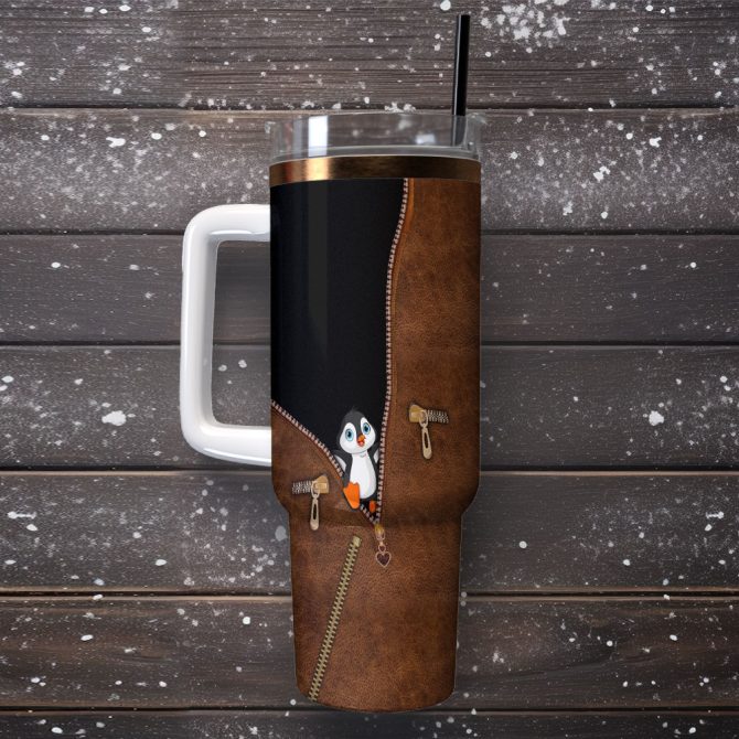 Cute Penguin Custom Stanley Quencher 40Oz Stainless Steel Tumbler With Handle - Image 2