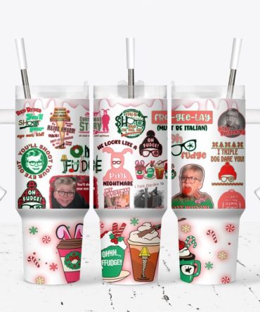 Cute Sticker Christmas Story Tv Series Custom Stanley Quencher 40Oz Stainless Steel Tumbler With Handle